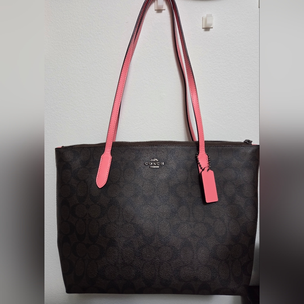 EUC Coach Brown and Pink Tote Bag